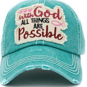 With God Everything is Possible Vintage Style Cap